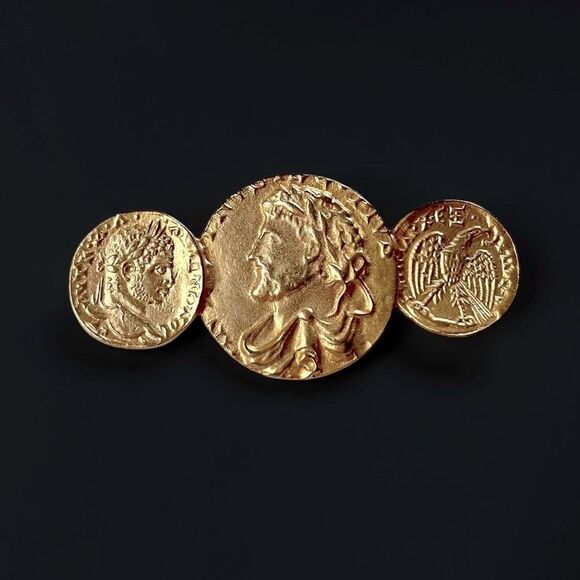 Vintage Gold Roman Coin Brooch - Picture 1 of 3